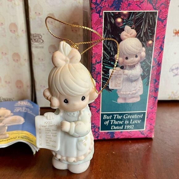 PRECIOUS MOMENTS CHRISTMAS ORNAMENT “But the Greatest of These is Love” 1992 - Picture 1 of 6